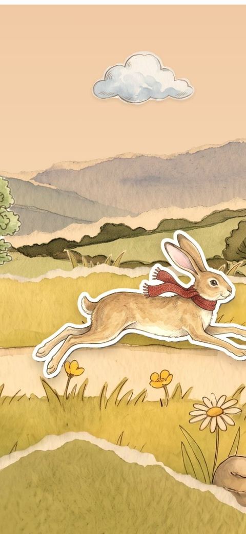 Golden Hour: the hare bounds through a meadow in warm evening light
